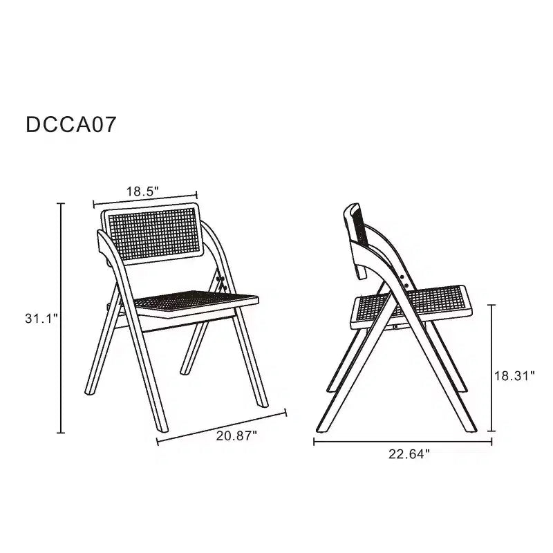 Cane Folding Dining Chair Black/Natural - Ash Frame, No Assembly Required