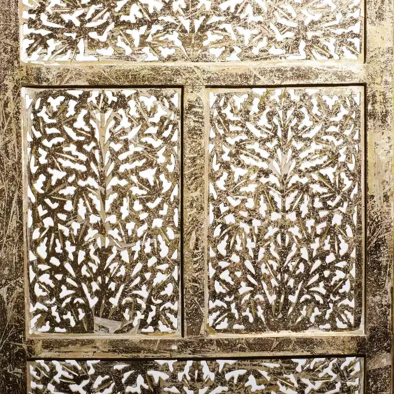 Traditional Intricate Carved Room Divider Screen Gold