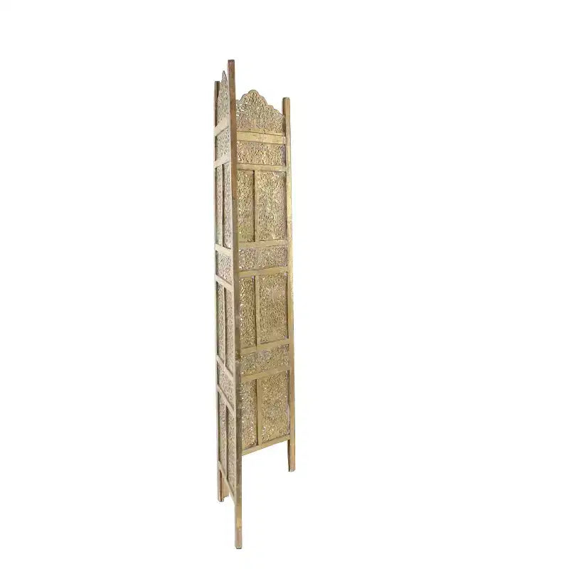 Traditional Intricate Carved Room Divider Screen Gold