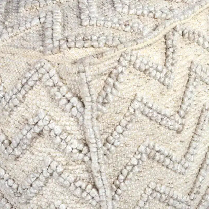 Square Zigzag Handwoven Pouf Ivory