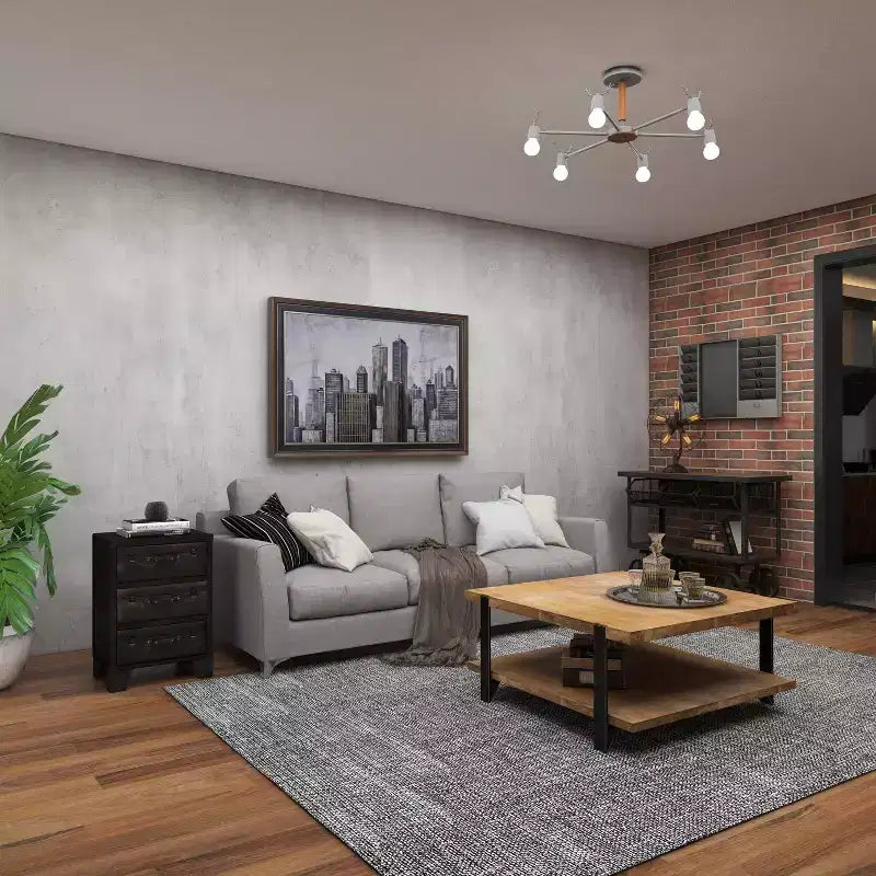 Traditional Wood and Faux Leather Cabinet Dark Brown