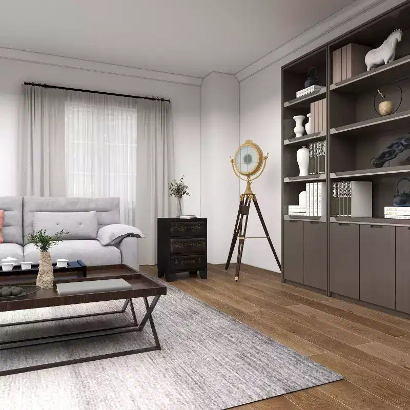 Traditional Wood and Faux Leather Cabinet Dark Brown