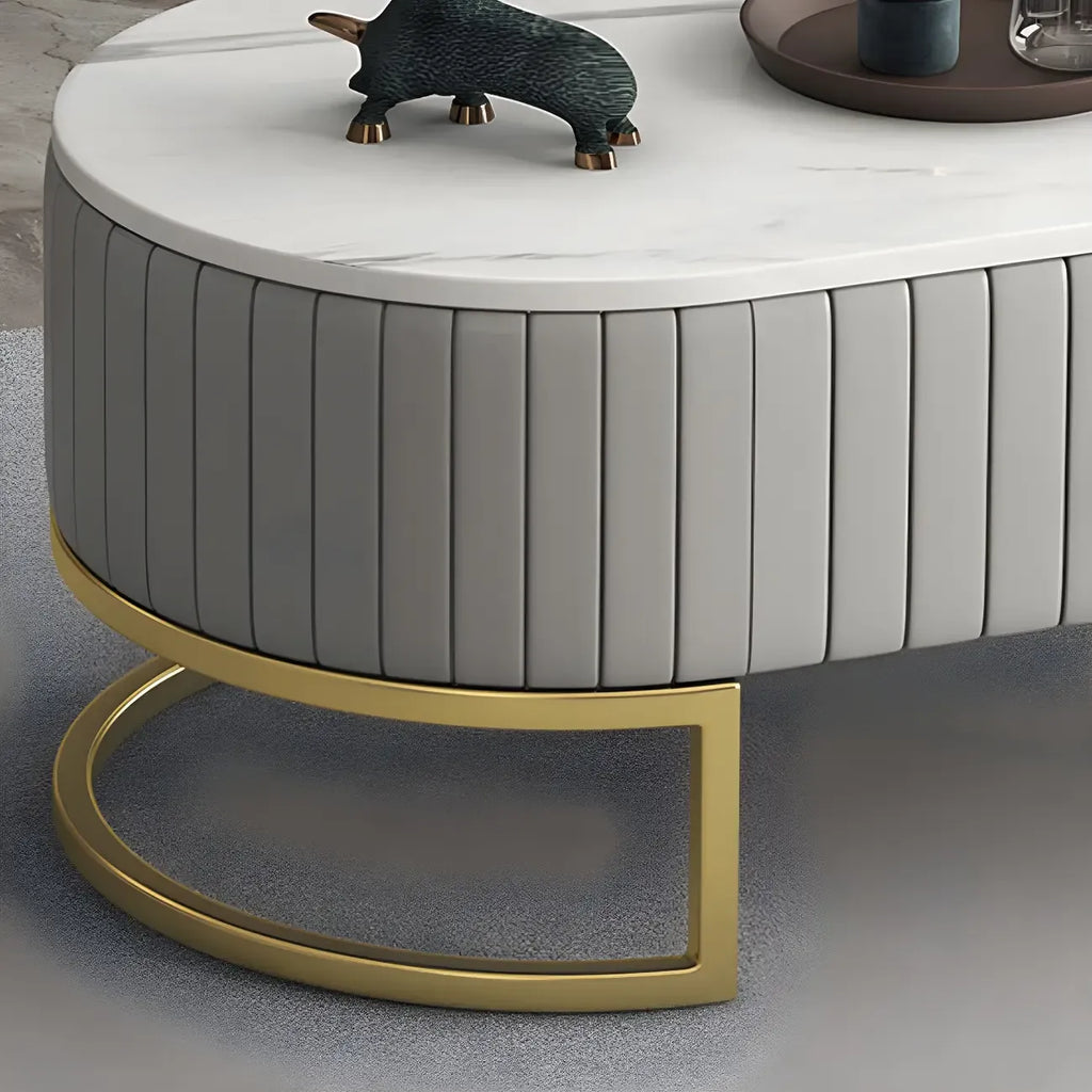 Meuble TV de rangement 79 Glam en marbre gris avec pieds