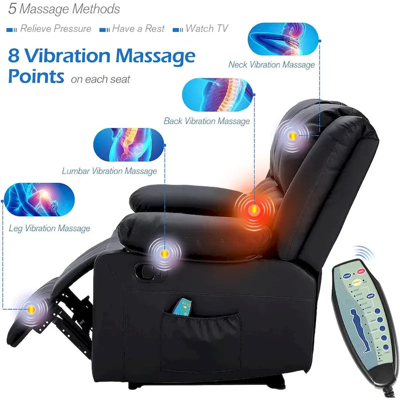 Causeuse inclinable 2 places avec fonction de chauffage et de massage