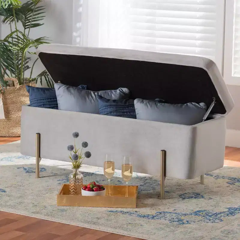 Velvet Metal Storage Bench