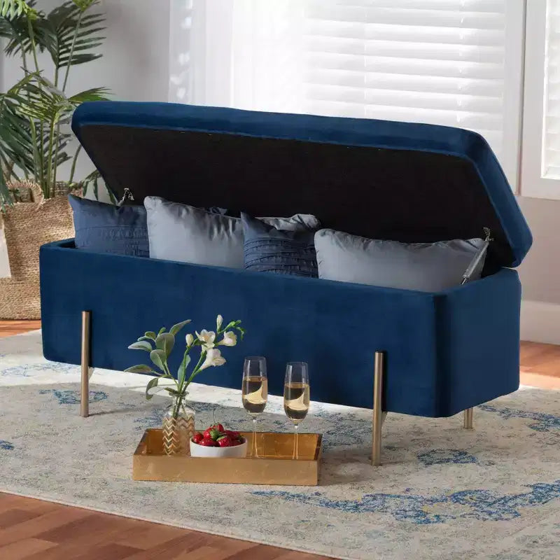 Velvet Metal Storage Bench