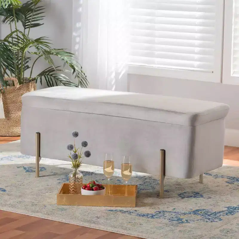 Velvet Metal Storage Bench