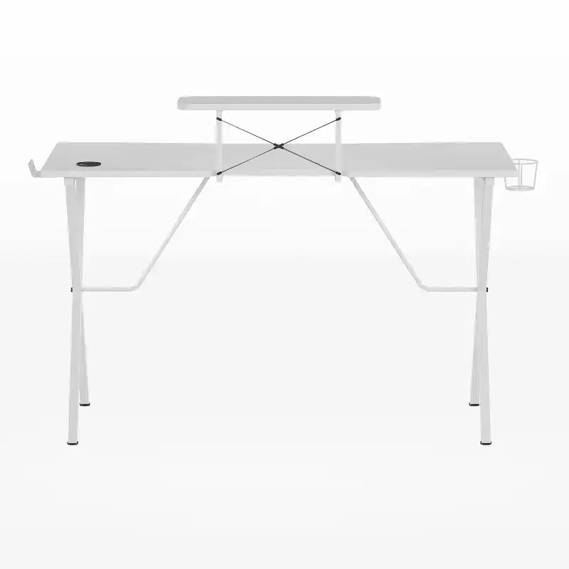 Gaming Desk with Laminate Top and Steel Frame - Detachable Cupholder, Headphone Hook & Smartphone/Monitor Stand