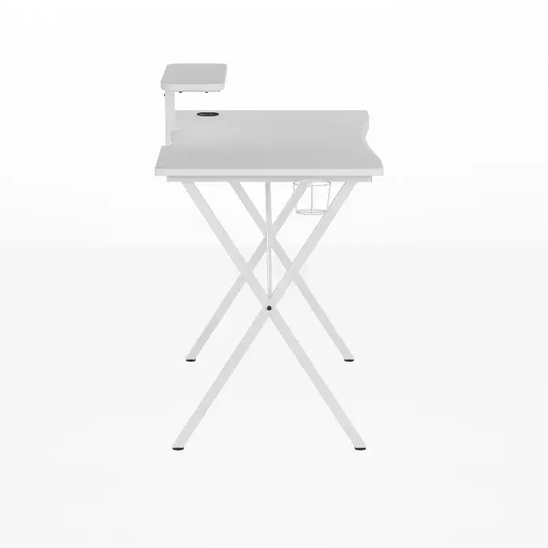 Gaming Desk with Laminate Top and Steel Frame - Detachable Cupholder, Headphone Hook & Smartphone/Monitor Stand