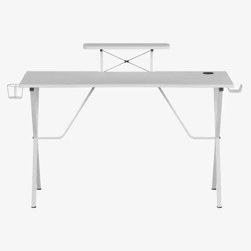 Gaming Desk with Laminate Top and Steel Frame - Detachable Cupholder, Headphone Hook & Smartphone/Monitor Stand