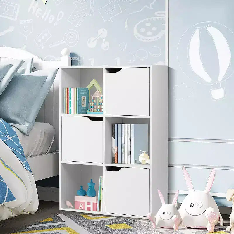 6-Cube Bookcase Cabinet with Doors, Storage Shelves Room Organizer