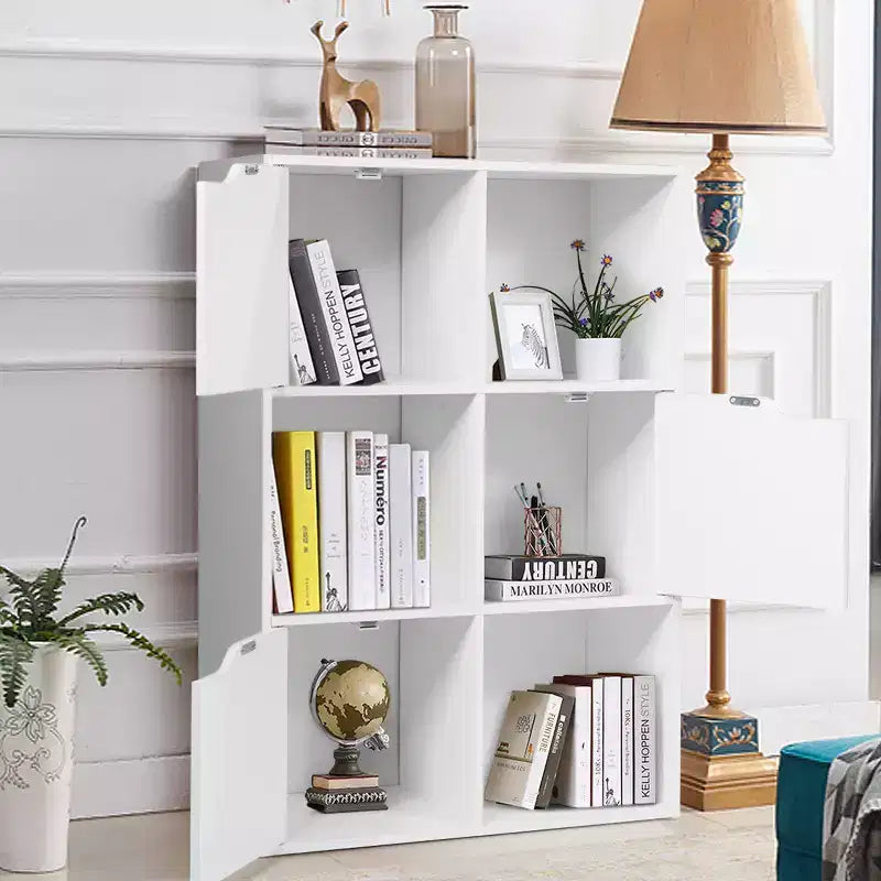 6-Cube Bookcase Cabinet with Doors, Storage Shelves Room Organizer