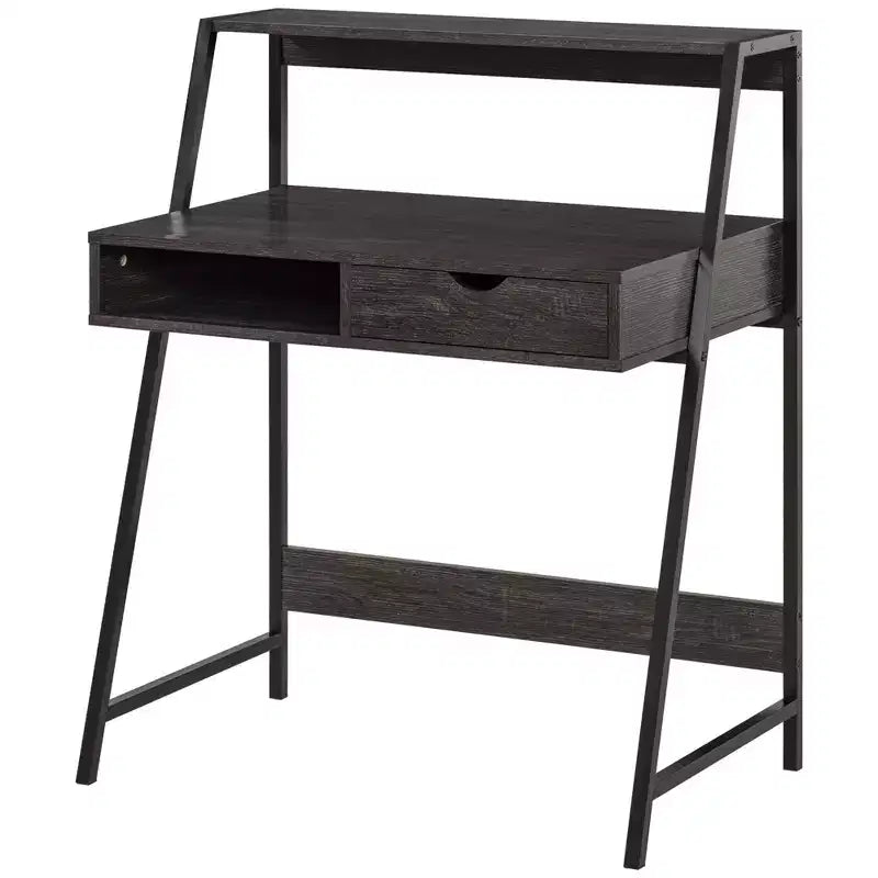 Home Office Desk, Computer Desk for Small Spaces, Writing Table with Drawer and Storage Shelves