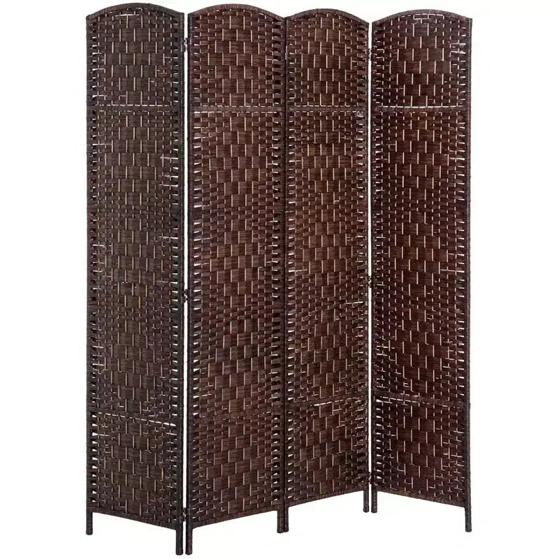 6' Tall Wicker Weave 4-Panel Room Divider Privacy Screen