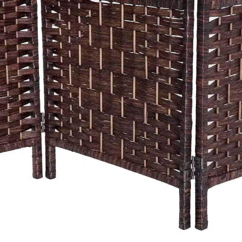 6' Tall Wicker Weave 4-Panel Room Divider Privacy Screen