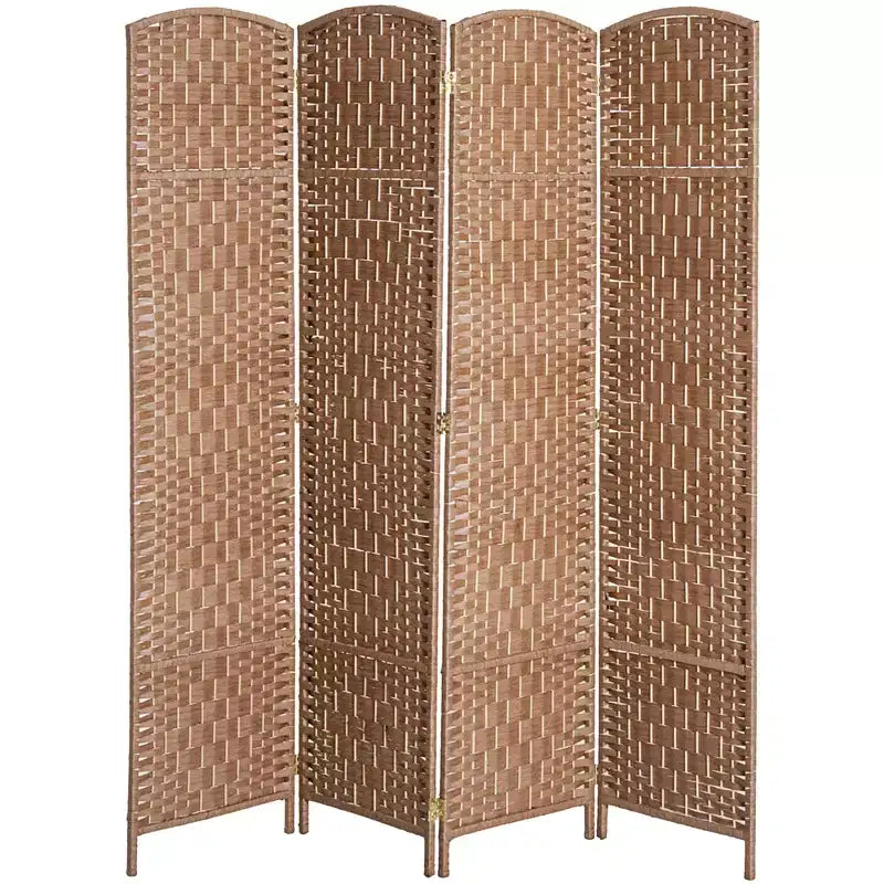 6' Tall Wicker Weave 4-Panel Room Divider Privacy Screen