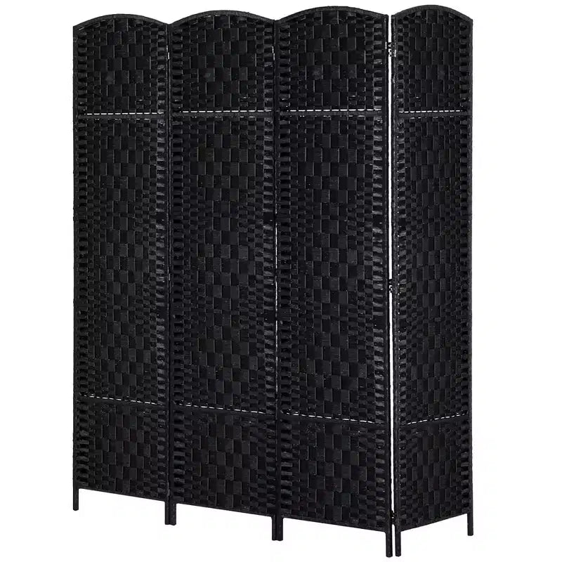 6' Tall Wicker Weave 4-Panel Room Divider Privacy Screen