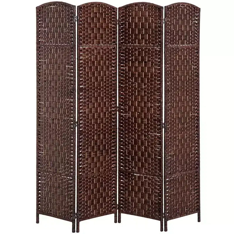 6' Tall Wicker Weave 4-Panel Room Divider Privacy Screen