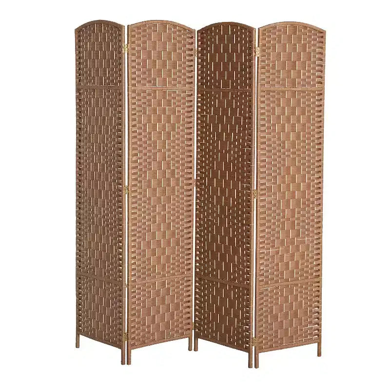 6' Tall Wicker Weave 4-Panel Room Divider Privacy Screen