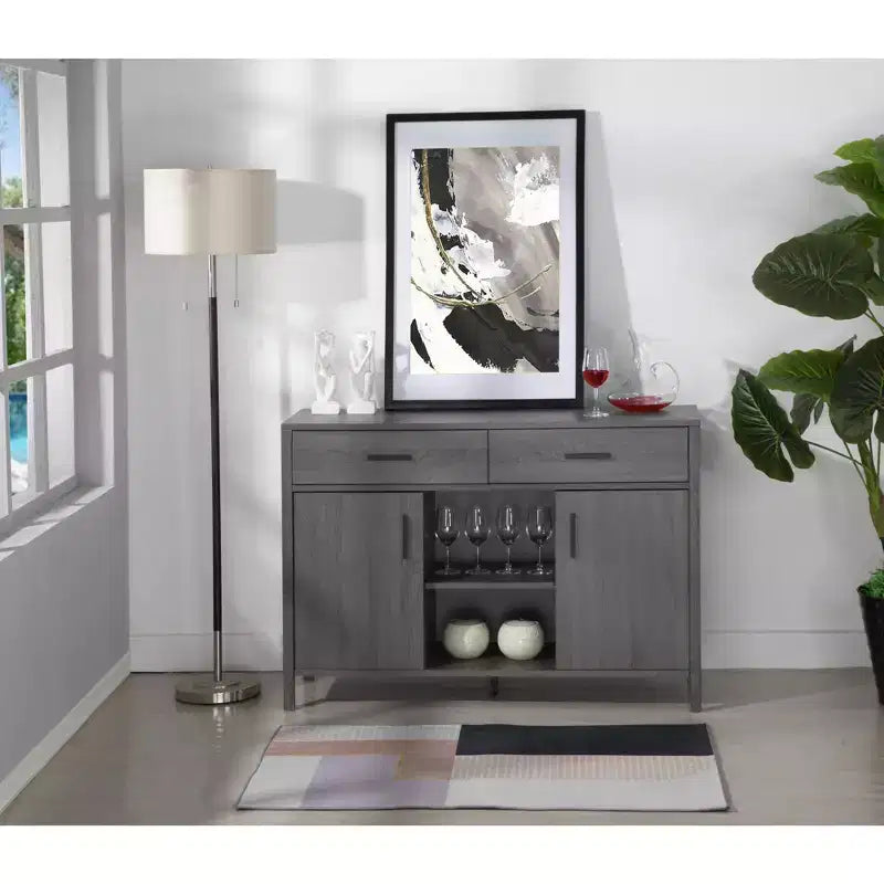47" Sideboard Storage Cabinet, Dining Server Cupboard Buffet Table with Two Cabinets and Drawers