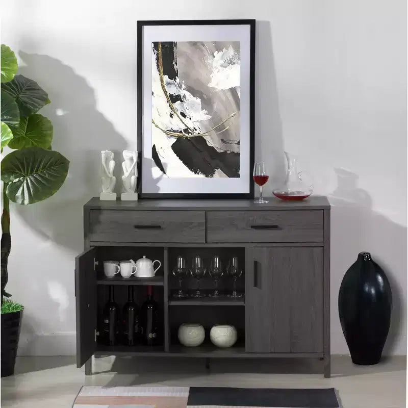 47" Sideboard Storage Cabinet, Dining Server Cupboard Buffet Table with Two Cabinets and Drawers