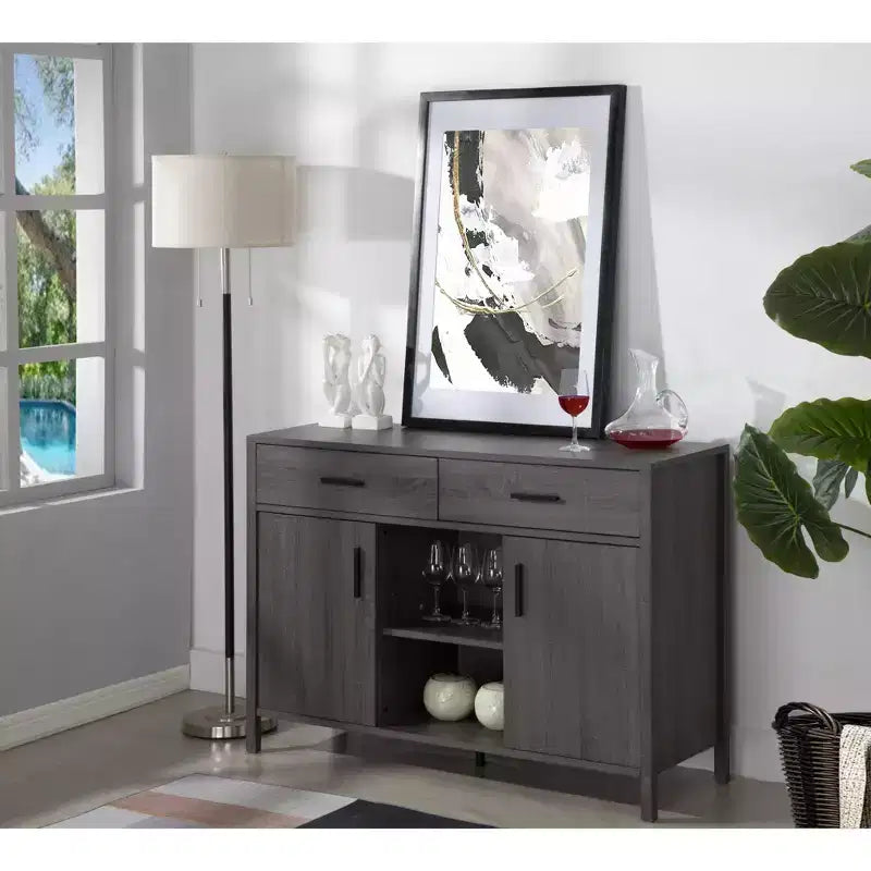 47" Sideboard Storage Cabinet, Dining Server Cupboard Buffet Table with Two Cabinets and Drawers