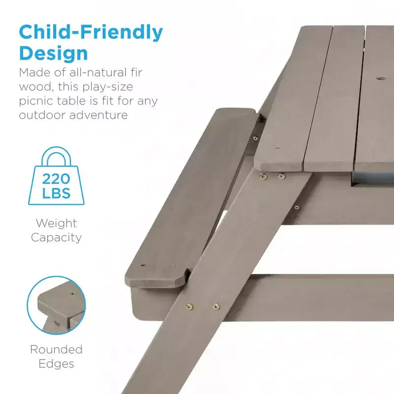 Kids Outdoor Sand and Water Activity Picnic Table with Umbrella