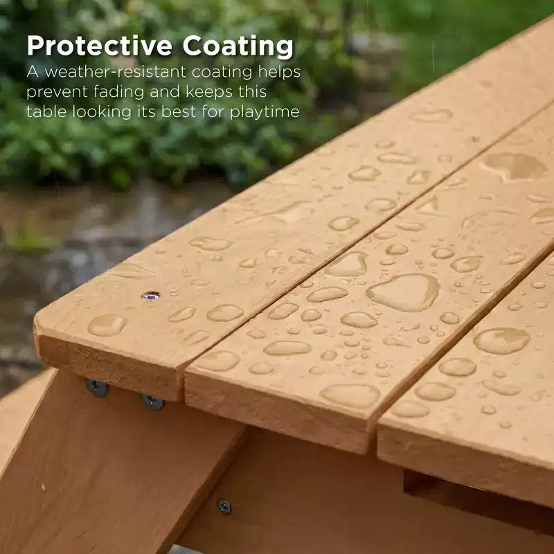 Kids Outdoor Sand and Water Activity Picnic Table with Umbrella