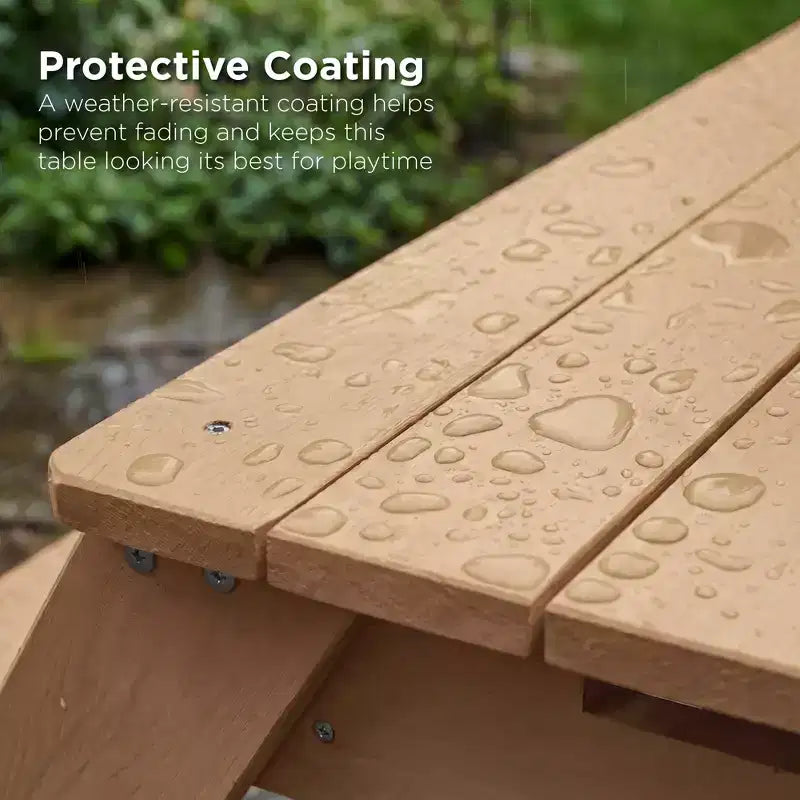 Kids Outdoor Sand and Water Activity Picnic Table with Umbrella