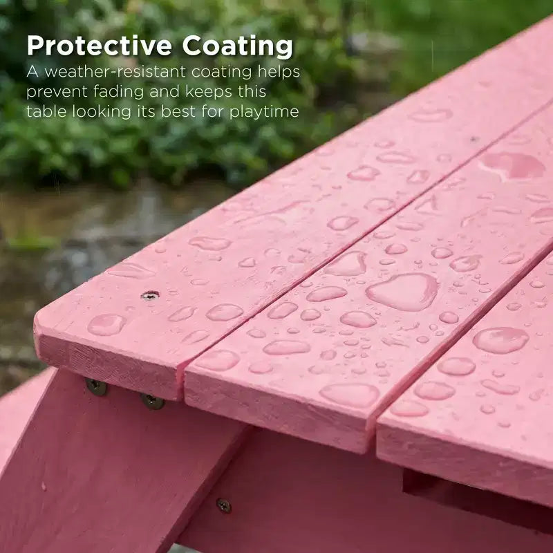 Kids Outdoor Sand and Water Activity Picnic Table with Umbrella