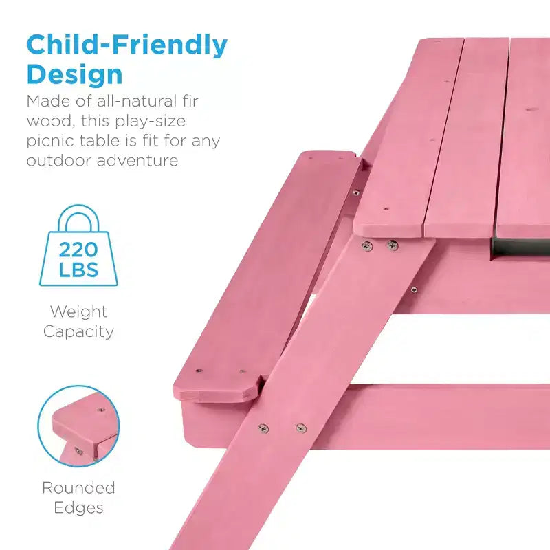 Kids Outdoor Sand and Water Activity Picnic Table with Umbrella