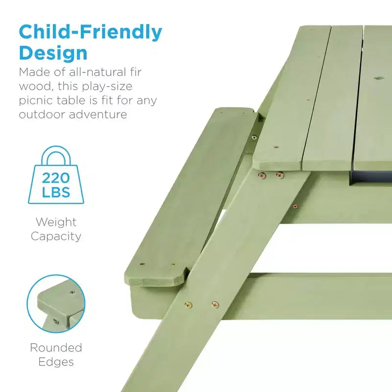 Kids Outdoor Sand and Water Activity Picnic Table with Umbrella