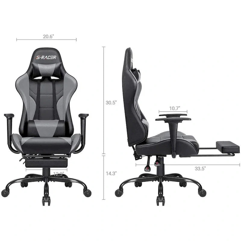 Chaise de jeu avec repose-pieds - Chaise de bureau ergonomique