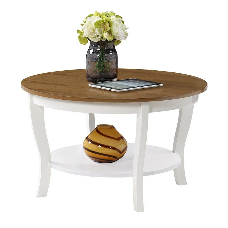 Table basse ronde avec étagère