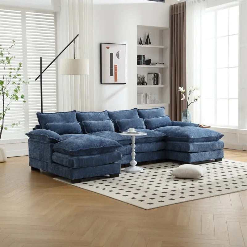 Canapé modulable Cloud pour salon, canapé d'angle moderne en chenille/boucle, canapé convertible modulable confortable avec double méridienne