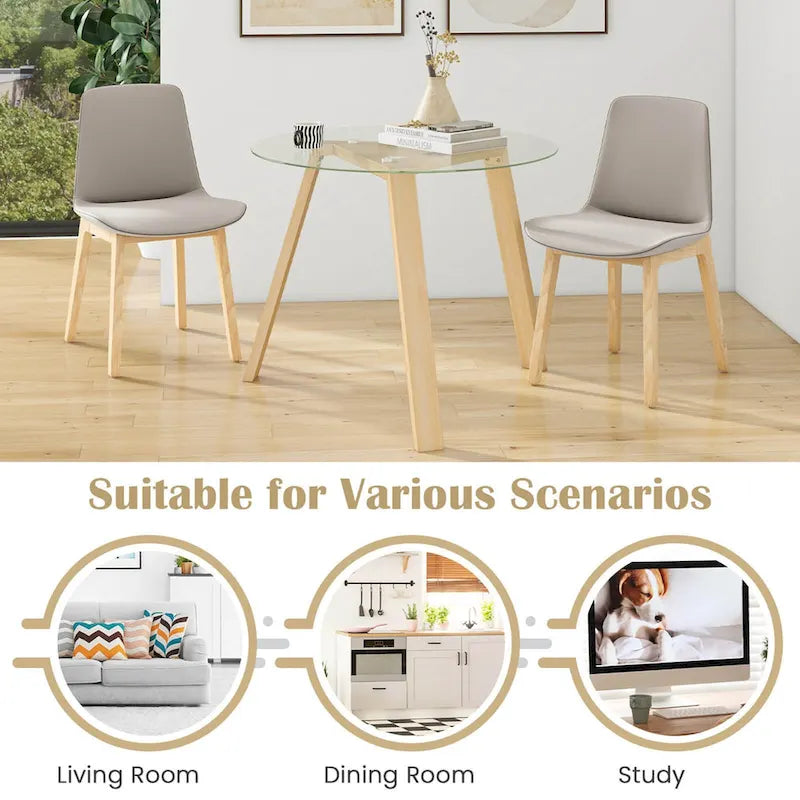Table de salle à manger ronde en verre Costway 36" pour 4 personnes avec plateau en verre trempé - Voir détails