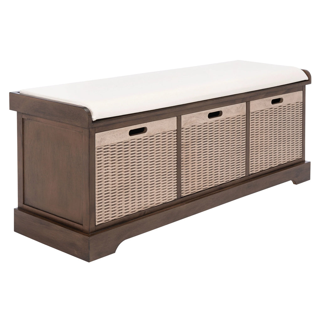 Banc de rangement SAFAVIEH Fiorello 3 tiroirs avec coussin - 47,3 L x 15 P x 19 H - 47Lx15Px19H