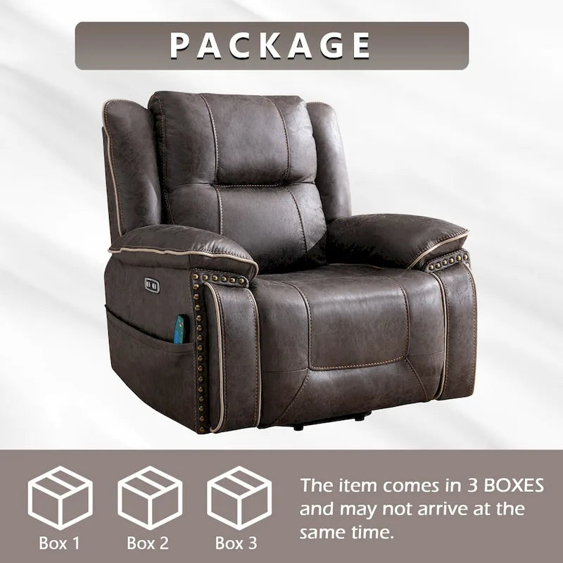 Fauteuil releveur confortable avec massage chauffant, porte-gobelet et port USB