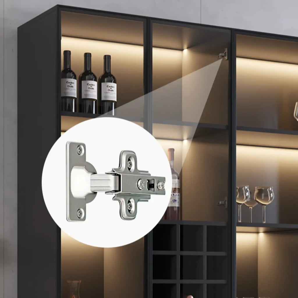 Meuble de rangement à vin minimaliste en bois noir avec porte vitrée