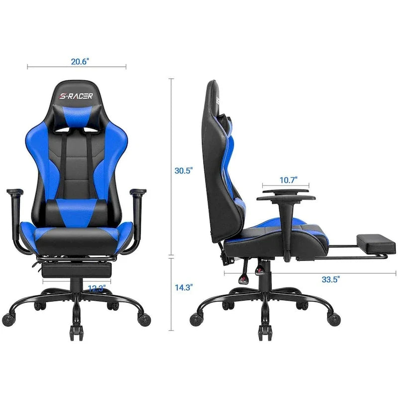 Chaise de jeu avec repose-pieds - Chaise de bureau ergonomique
