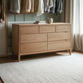Commode double traditionnelle en bois de chêne naturel pour chambre à coucher